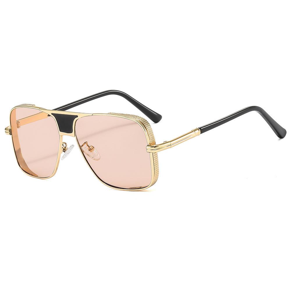 New metal box men's and women's universal sunglasses personalized steampunk thick edge sunglasses European and American sunglasses