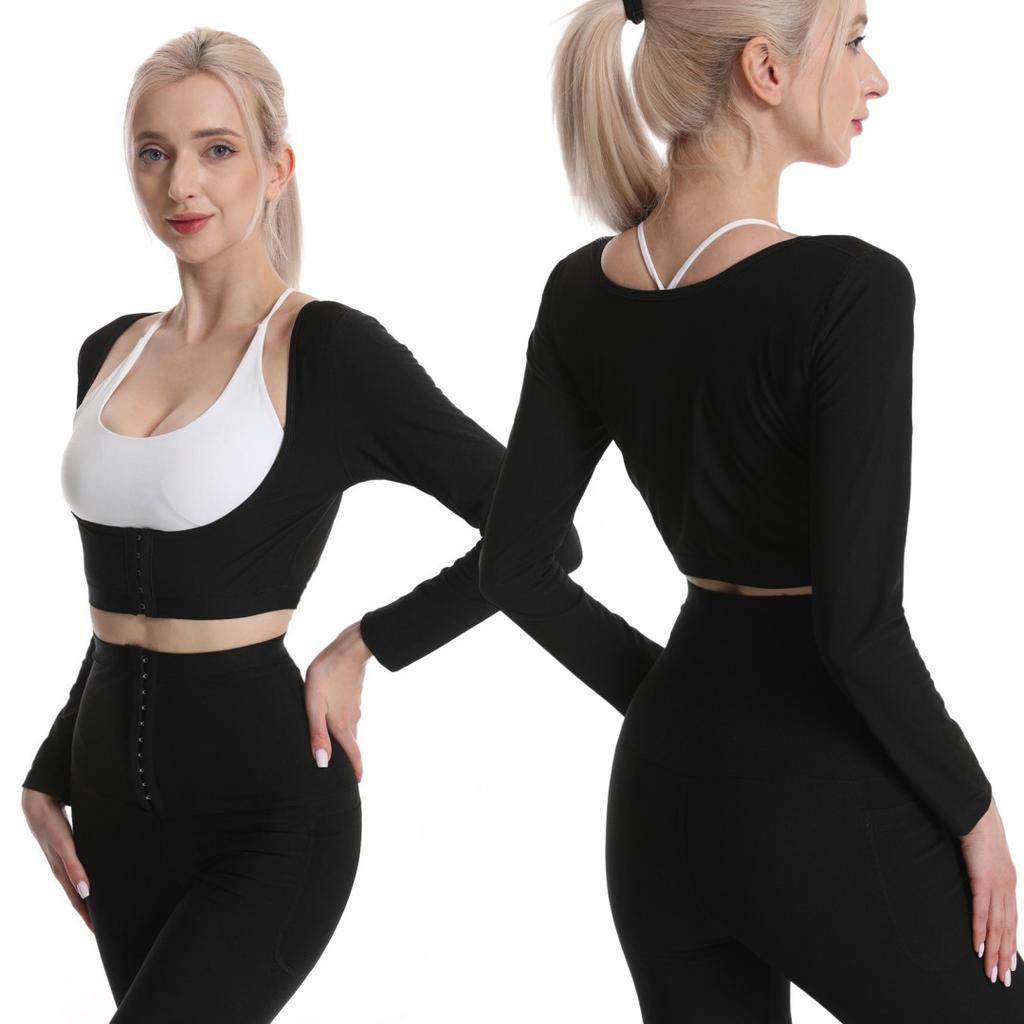 Женская футболка с длинными рукавами для похудения рук, полимерный спортивный жилет для сауны, майки для тренировок, корректирующее белье, триммер для рук, тренажер для талии, компрессионные рукава