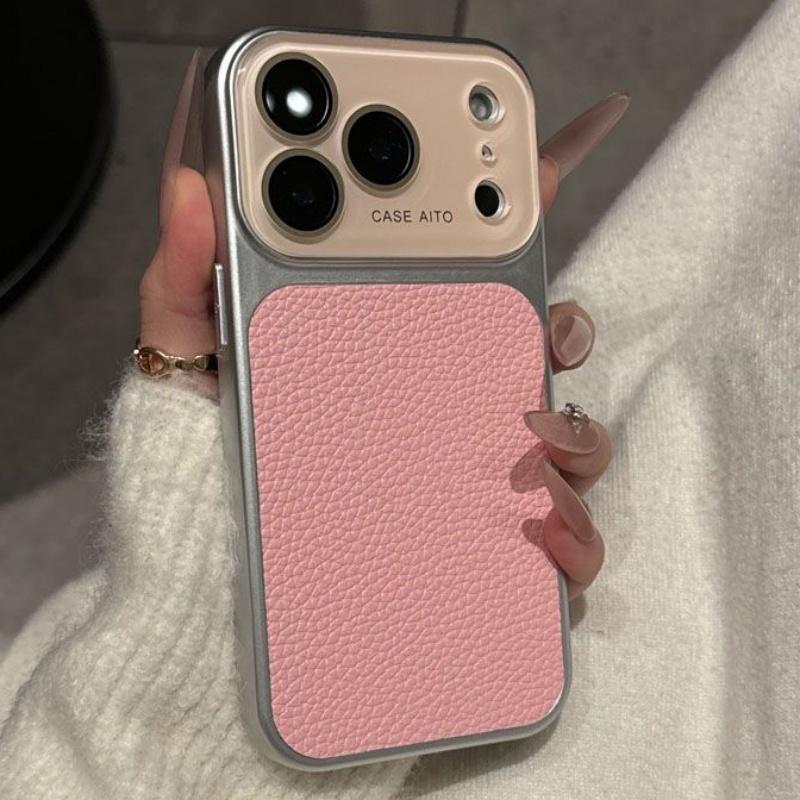 Роскошный Хрустальный Большое Окно Конфетная Кожаная Чехол для iPhone 17 16 15 14 13 Pro Max 17Pro Ударопрочный Броня Бампер Покрытие Чехол