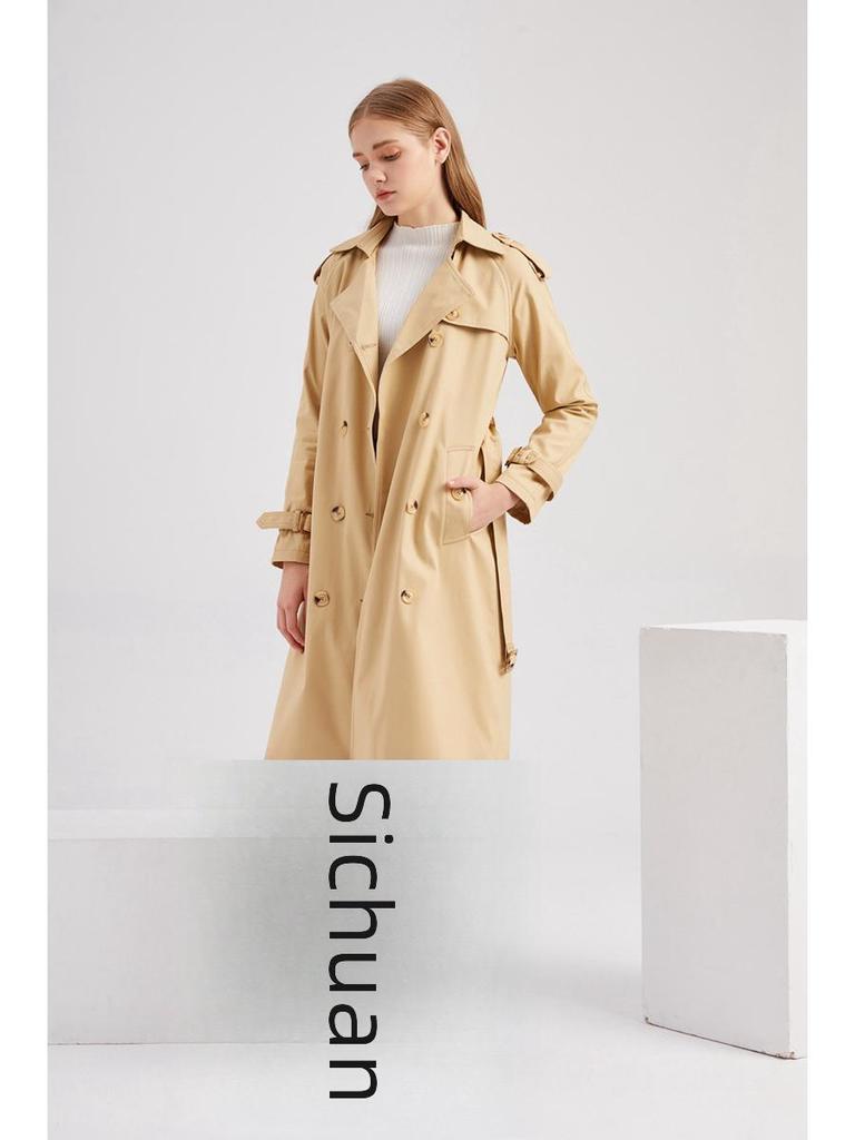 2023 Женская европейская ветровка с длинными рукавами и лацканами, модное пальто