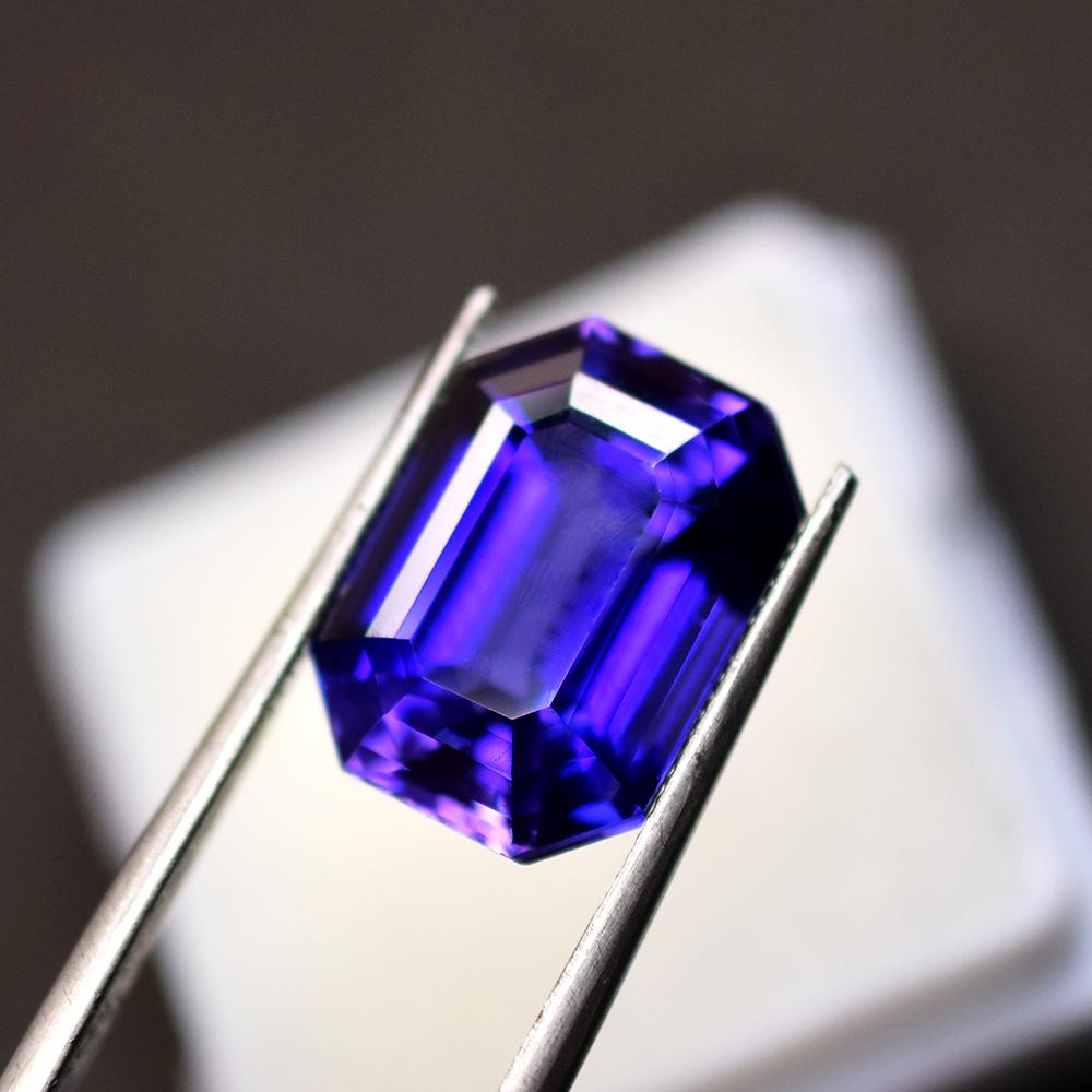 Natural Purple Sapphire Enhanced Emerald 12.7 ct Heated Loose Gemstone for Jewelry Making and Crafts