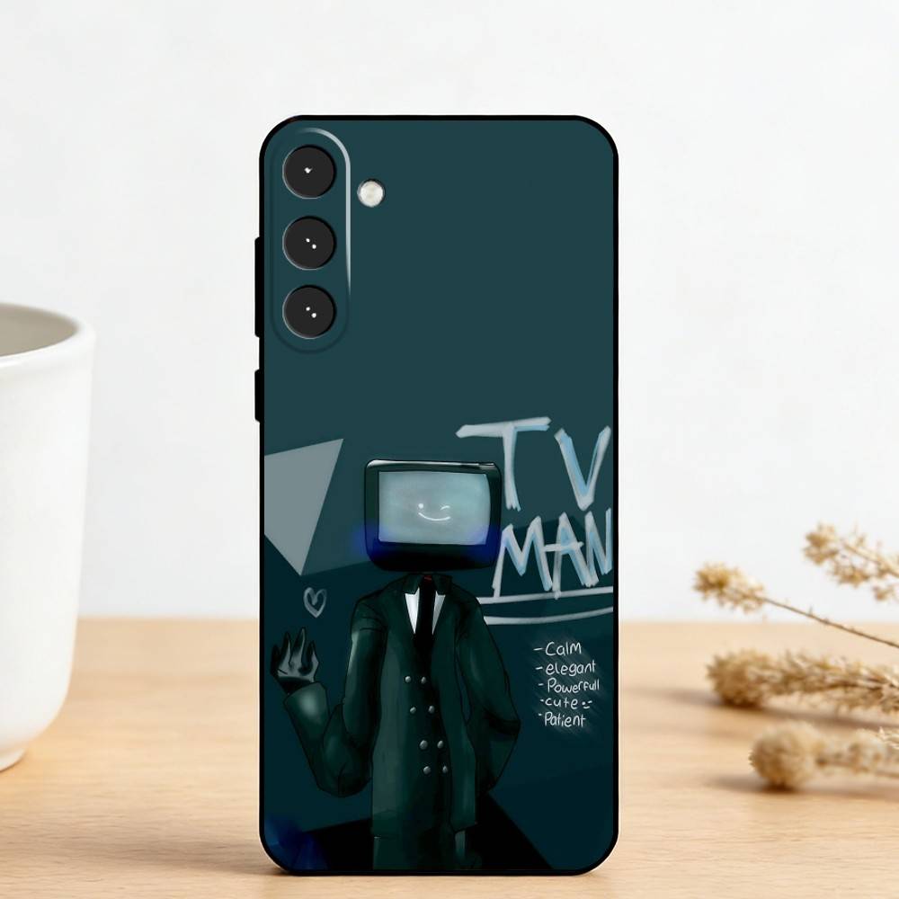 S-Skibidi Toilet T-TV M-Man Чехол для телефона Samsung Galaxy A73,A72,A71,A70,A53,A52,A51,Другие Мягкий черный чехол