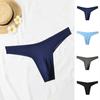 Men Thong Low-rise Elastic Waistband U-Convex Briefs Solid Color Thin Seamless Sport Style Panties Daily Wear