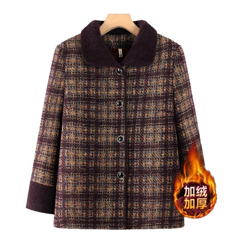 Пальто для бабушки среднего возраста на осень и зиму, флисовое, утолщенное, из норки, наряд для мамы, теплая кофта для пожилой женщины, свободный женский