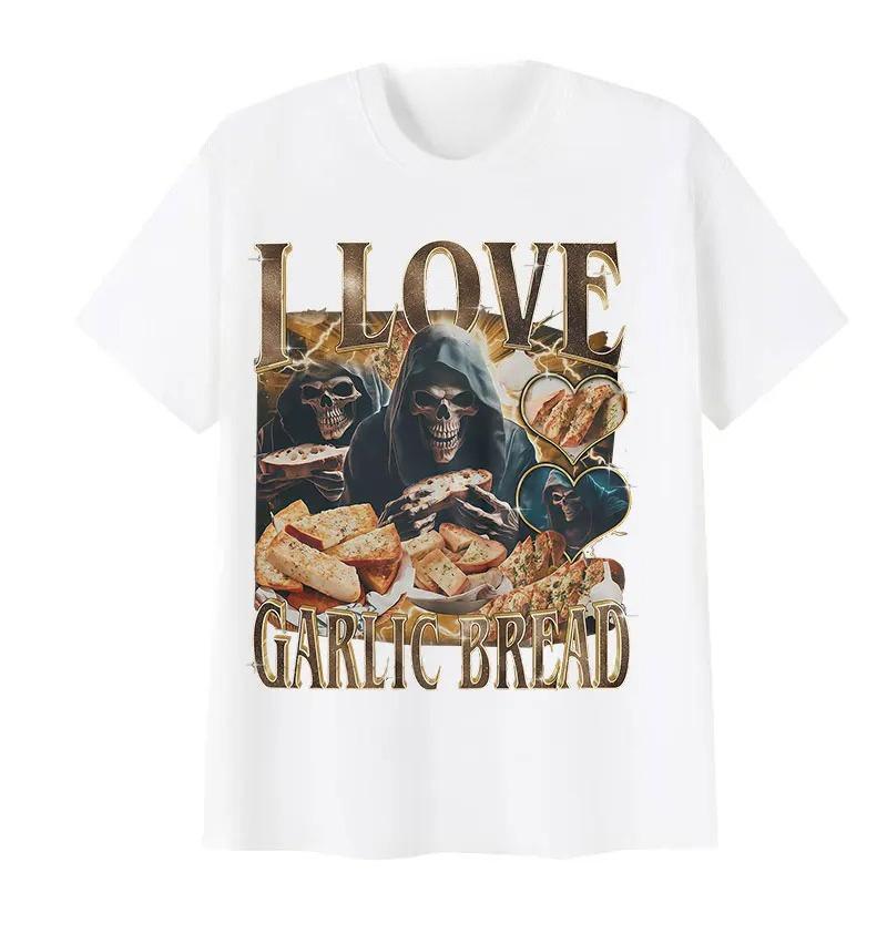 Funny Lover Gothic Garlic Meme Graphic Printed T Shirt Unisexs Clothing Vintage Skeleton 2026 Summer TShirt Streetwear Clothes