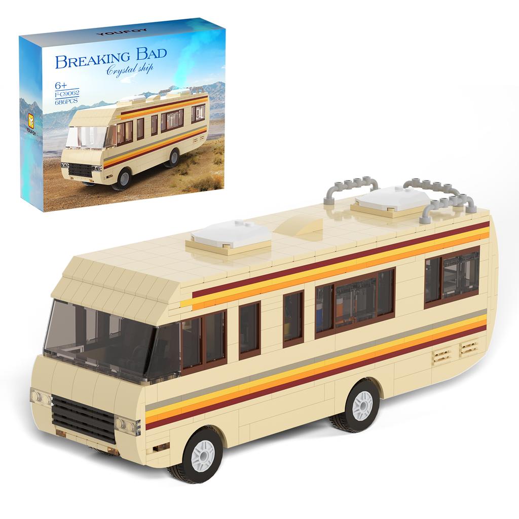 MOC Classic Movie Breaking Bad Car Building Blocks Kit Walter White Pinkman Cooking Lab RV Vehicle Model Toys For Children Gifts