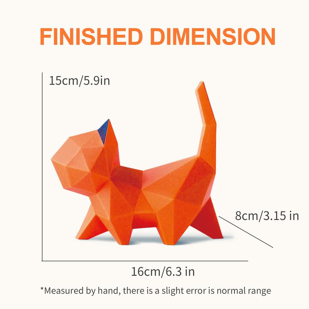 ORIGAMIPLANET 3D Origami Craft Kit - Walk Kitten, Cat Paper Sculpture Home Decor Art Piece Paper Decoration, 3D Paper Art Handmade Interior