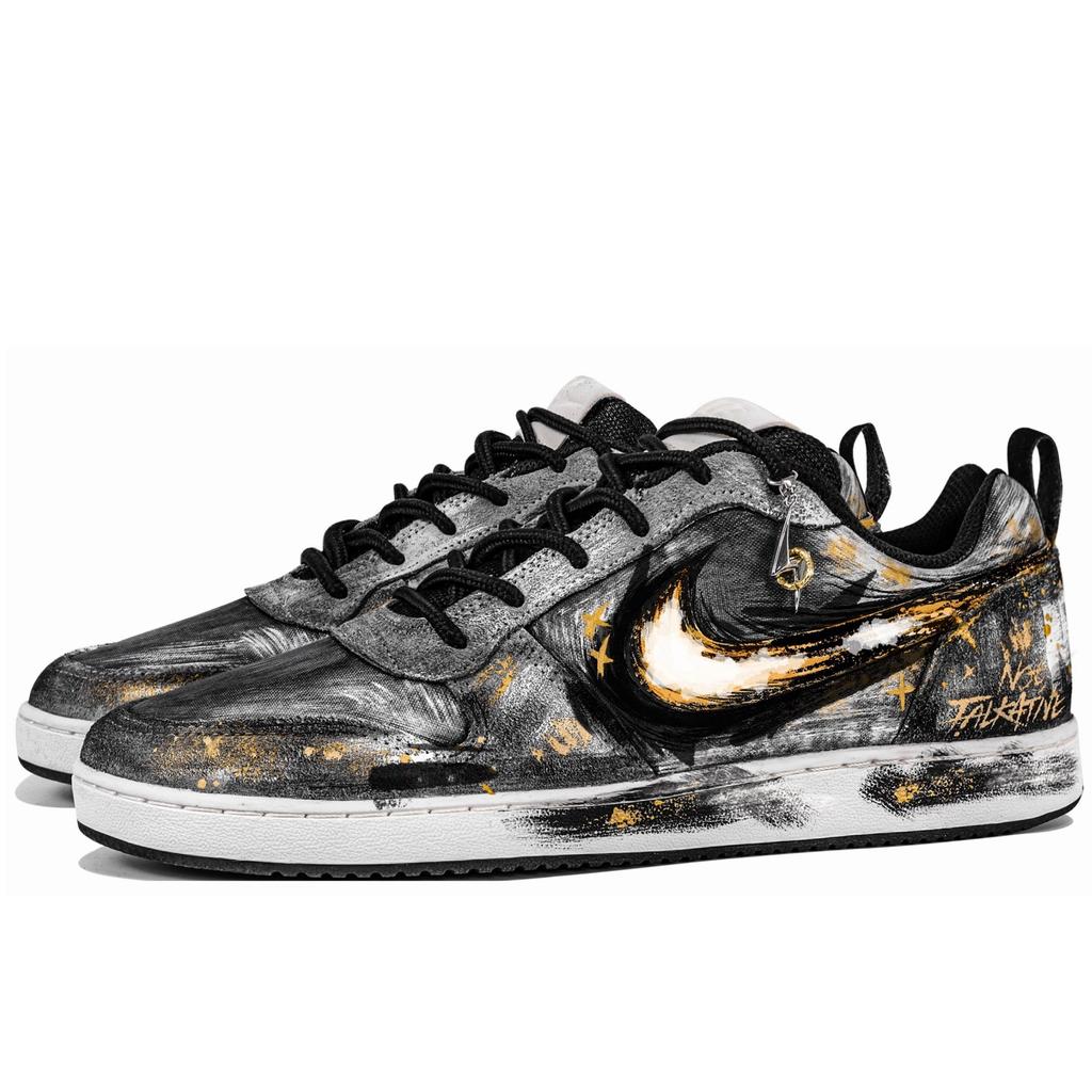 Nike Court Borough Low Prem Hidden Dawn, Sun God, Distressed, Gilded Gold Foil, Commute Abrasion Resistant 844881-005(Team739-)
