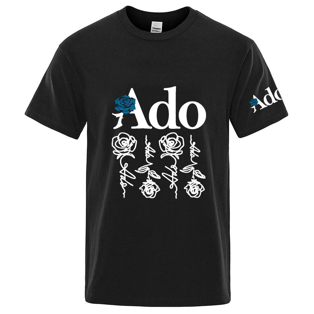 2026 Unisexs Ado World Tour Logo Print Summe Casual Solid Color Short Sleeve Tops OversizedONeck Pullover Street Unisexs TShirts