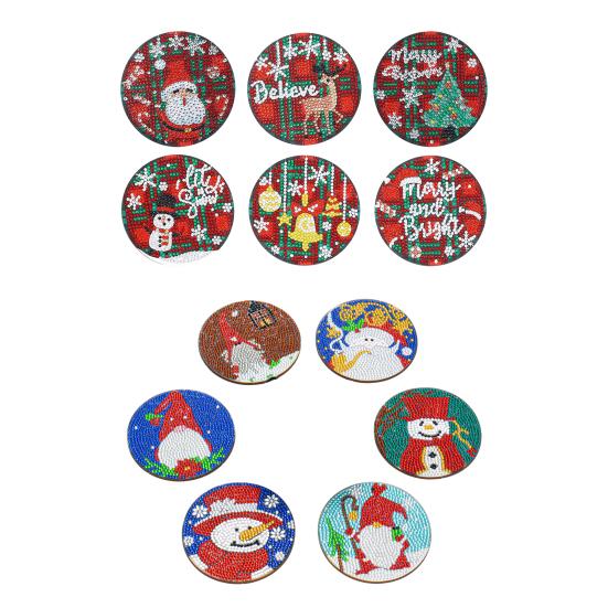 6 шт. DIY алмазная живопись набор подставок Снеговик Санта-Клаус Рождественская тематическая 5D алмазная живопись подставка для посуды