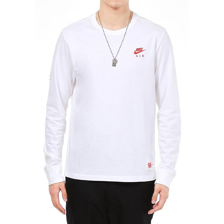 Nike Спортивная одежда Кроссовки Деконструктивный принт Футболка с круглым вырезом и длинными рукавами Мужские топы Белые DJ1380-100