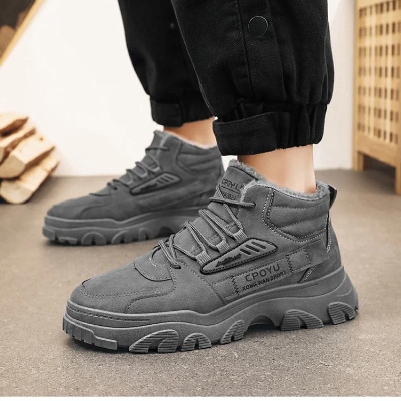 Мужские ботинки зимние новые плюшевые толстые теплые мужские ботильоны высокие мужские ботинки для снега на платформе лаконичные удобные зимние ботинки для отдыха на открытом воздухе