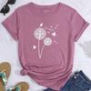 Women's New Dandelion Pattern Round Neck Printed Loose Women's Top Y2K Style T-shirt Casual Breathable Fresh Short Sleeves