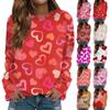 Women's Fashion Casual Long Sleeve Valentine's Day Printed Round Neck Sweatshirt Top