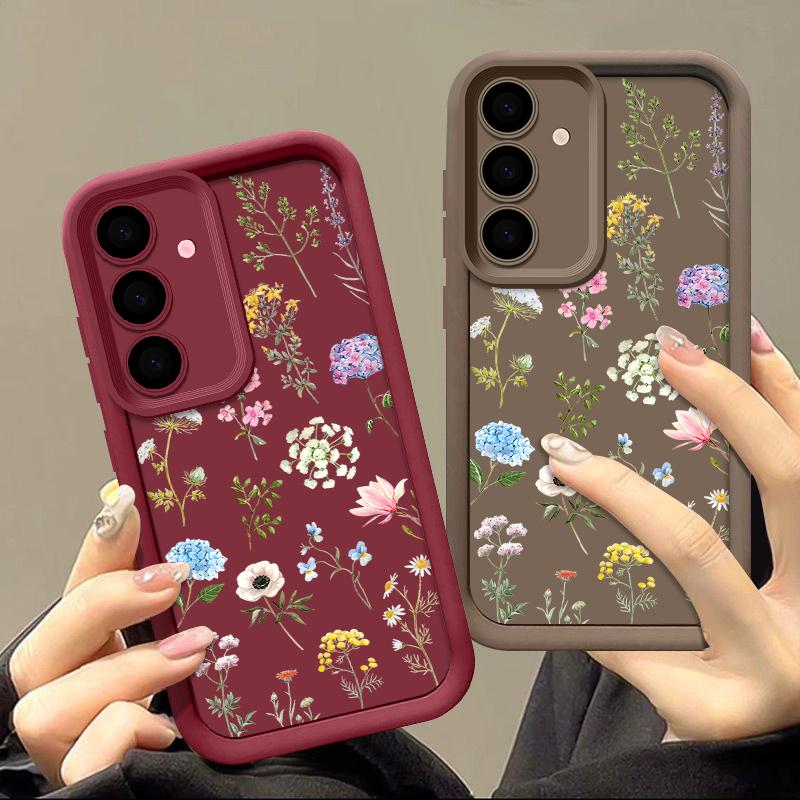 Чехол с красочным цветочным узором для Samsung S24 S23 Ultra S22 Plus S21 S20 FE A55 A54 A53 A52 A35 A34 A15 A14 5G Мягкий противоударный силиконовый чехол для телефона
