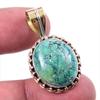 Natural Tibetan Turquoise Gemstone 925 Solid Silver Two Tone Pendant 1.25'' B5e93