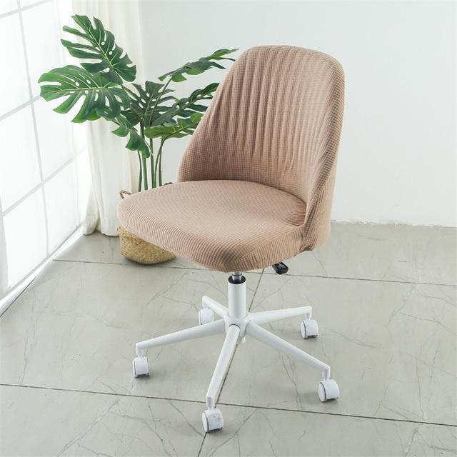 Polar Fleece Stretch Duckbill Chair Cover Curved Back Office Chair Cover Low Back Round Elastic Seat Slipcover Shell Chair Cover