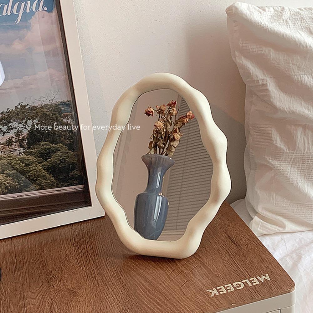 Cream Style Standing Dresser Mirror Irregular Hairdressing Wall Mirror Decorative Makeup Mirror