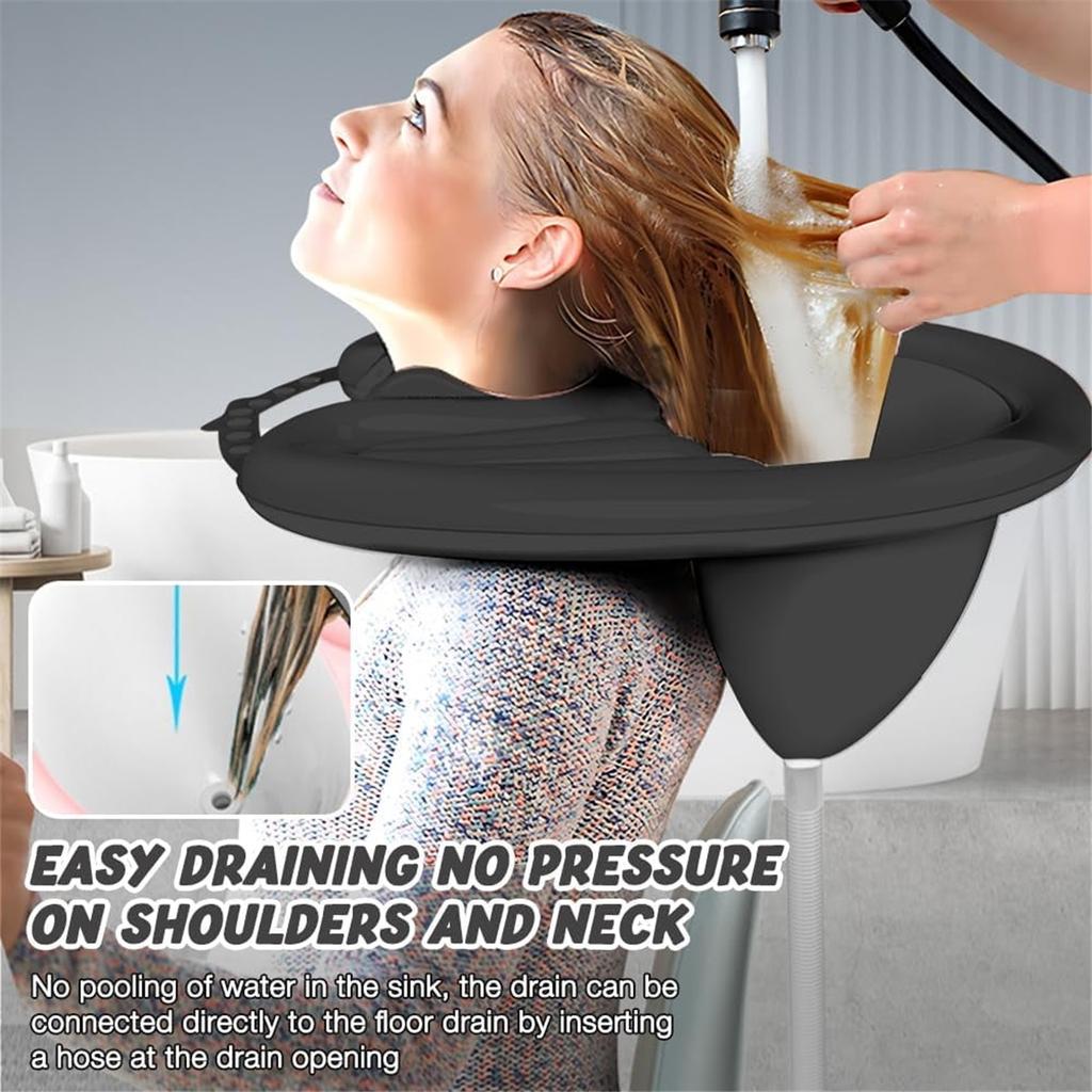 Inflatable Shampoo Trays with Tube Inflator Pump Mobile Hair Washing Basin No Spills Wash Hair In Bed Hair for Elderly Disabled Pregnant Injured