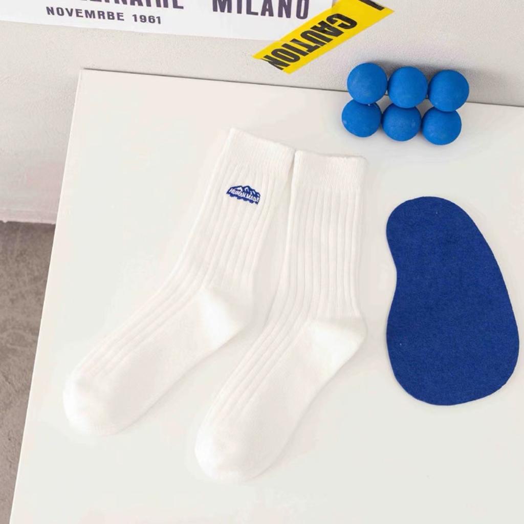 3 пары однотонных универсальных хлопковых носков унисекс среднего размера, толстые осенние и зимние носки с вышивкой «Снежные горы»