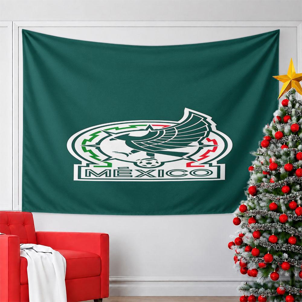 Mexico Soccer Team Logo Design Pattern Wall Hanging Tapestry Decorative Tapestry Home Decor for Bedroom and Living Room