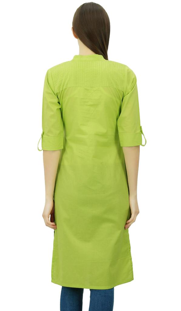 Phagun Cotton Plain Kurti Tunic Mandarin Collar Ethnic Casual Kurta Blouse