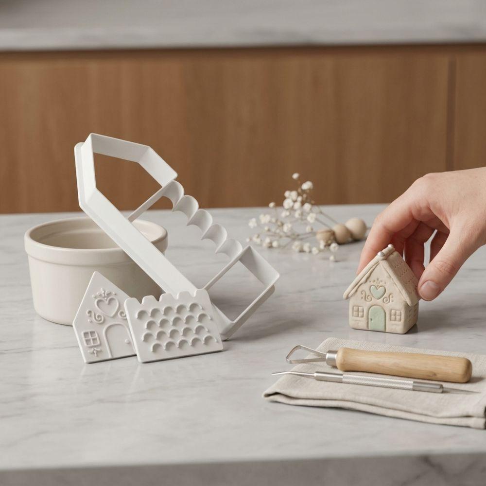 House-Shape House Clay Cutter Molds Plastic Clay House DIY Tool Kit Kid-Friendly