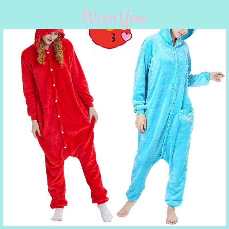 Cozy Adult Sesame Street Elmo Cookie Monster Costume Pajamas For Relaxing Sleepwear