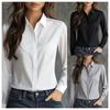 Новая осенняя однотонная рубашка с длинным рукавом, универсальная, с лацканами, атласная рубашка