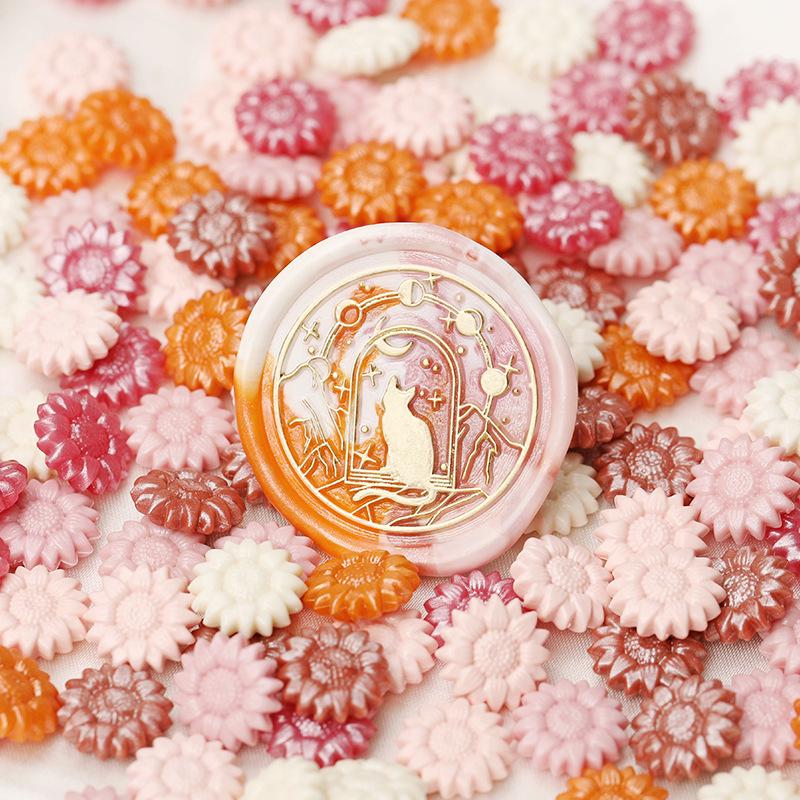 Huidisi Перламутровые Гранулы Сургуча Смешанных Цветов Подсолнух для Штампов