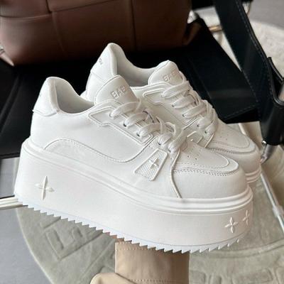 Повседневные маленькие белые туфли на толстой подошве, осень, новый академический стиль, увеличение роста маленького человека, маффин, спортивные кеды на платформе, женские