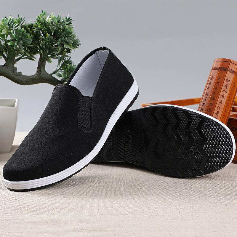 Old Beijing Cloth Shoes Men's Soft-soled Breathable Driving Work Shoes Black Rubber Sole Imitation Lasagna Single Shoes Cloth Shoes Men