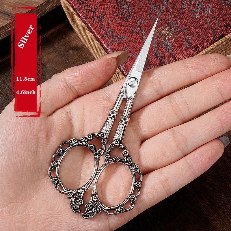 Retro Zakka Stainless Steel Antique Vintage Scissors Sewing Grooming Fishing Thread Cutter Paper Embroidery Cross-Stitch Shears