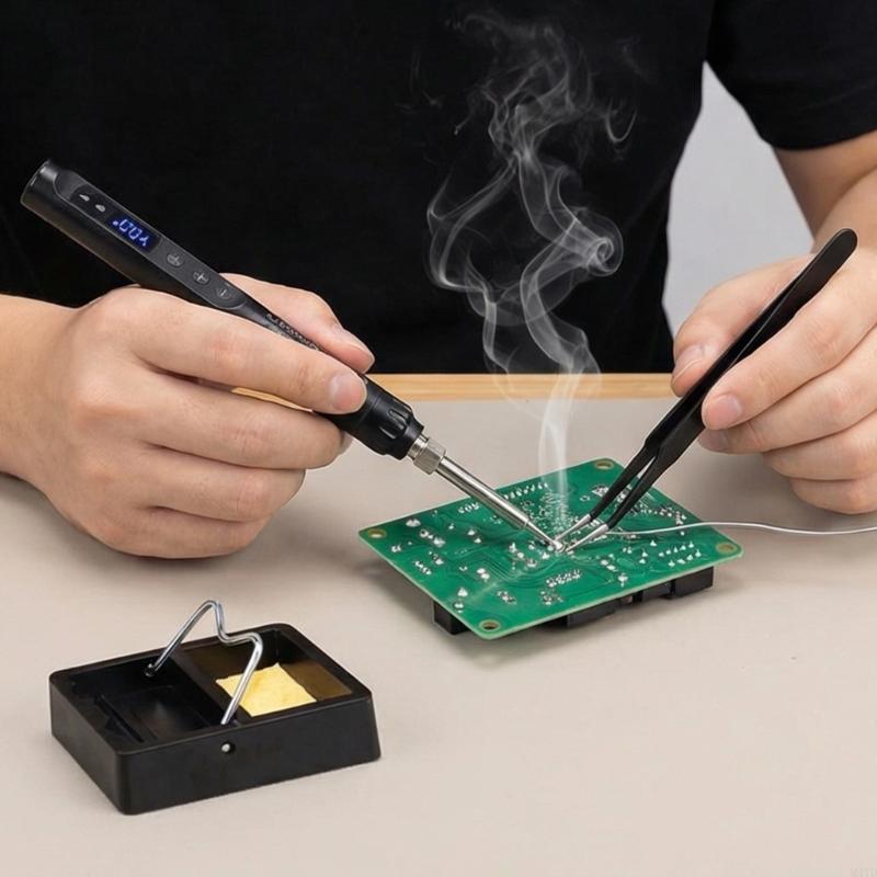 Беспроводной паяльник с питанием от USB, с регулируемой температурой и ЖК-дисплеем, для ремонта электроники и проектов M4YD
