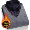 Мужской флисовый двухпредметный свитер с воротником-рубашкой для среднего и пожилого возраста
