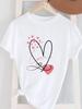 (Asian Size) Love Trend Cute Women's Top T Female Print Short Sleeve T-shirts Fashion O-neck Casual Clothing  Graphic Tee