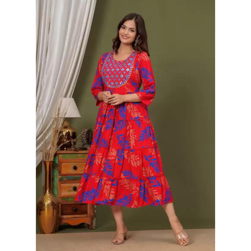 Женское платье-курта Anarkali с вышивкой из искусственного шелка, дизайнерская праздничная одежда, топ, туника, курти SC-211210s