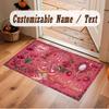Decorative Artwork Theme Crystal Velvet Floor Rug Personalized Custom Name Text Warm Carpet Home Decoration