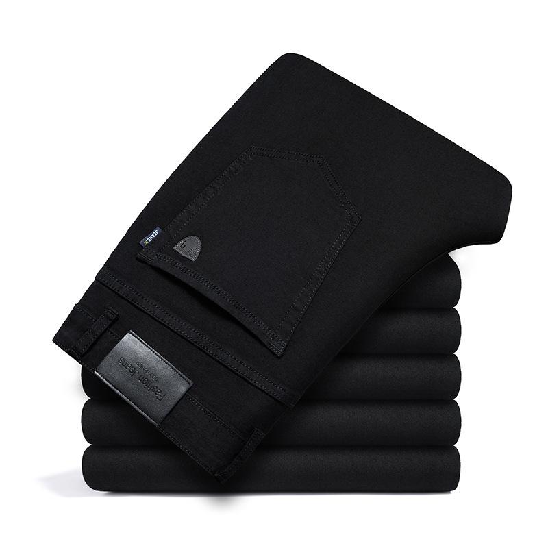 Деловые джинсы осень и зима флис утолщенные повседневные длинные брюки зимние свободные прямые высококлассные брюки