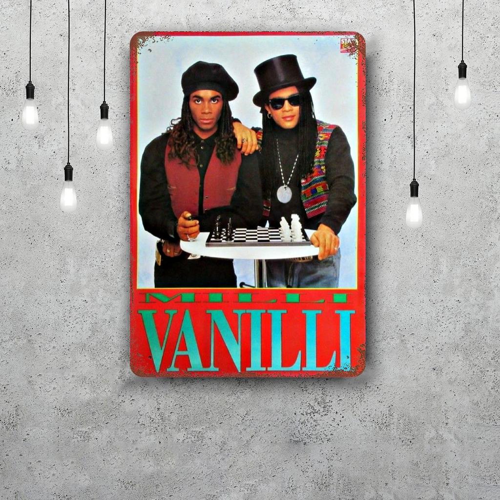 Milli vanilli Декоративный плакат Винтажная жестяная табличка Металлическая табличка Декоративная табличка для паба Бара Мужской пещеры Клуба Настенное украшение