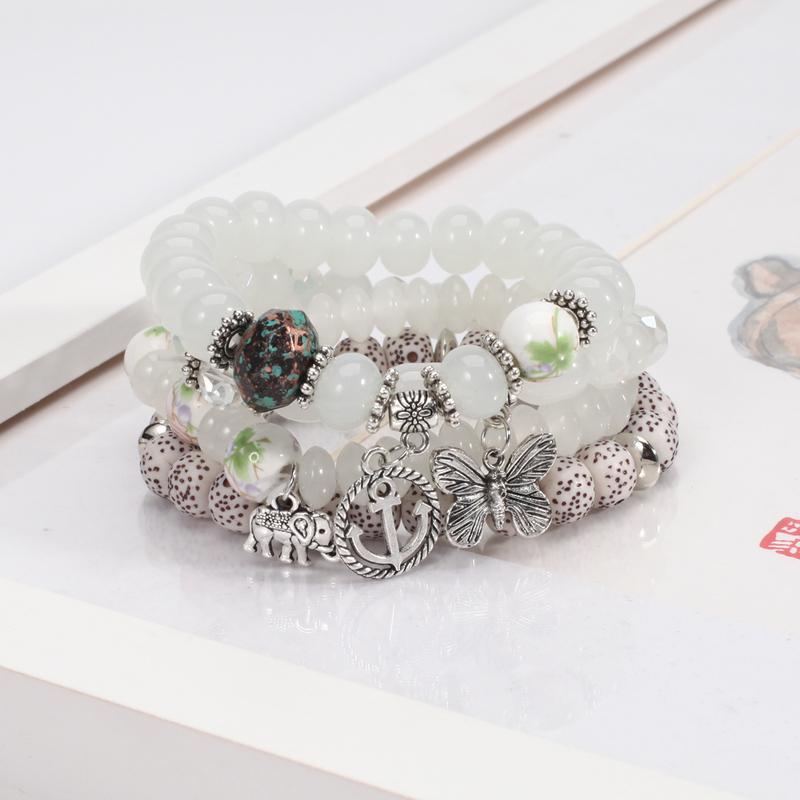 Bohemian Bracelets For Women Stackable Butterfly Elephant Anchor Pendant Beads Bracelet