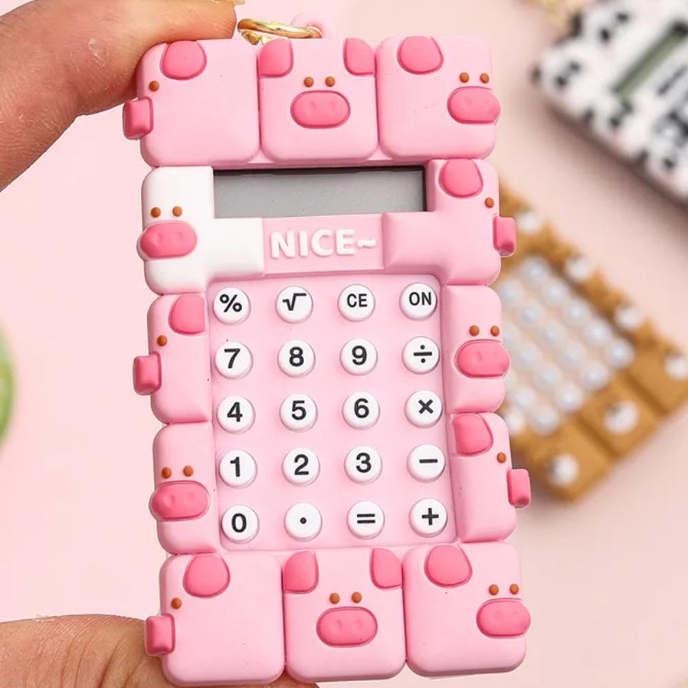 Мини Портативный Цифровой Калькулятор Оценщика с Брелоком Мультяшный Милый Калькулятор Школьная Сумка