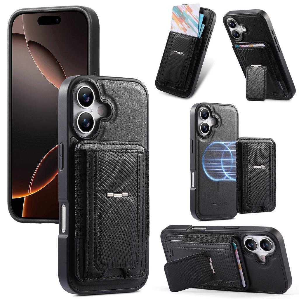 CASENEO Чехол для iPhone 17 со складной подставкой, ТПУ, ПУ-кожа, ПК, карман для карт, магнитная крышка телефона, совместим с MagSafe