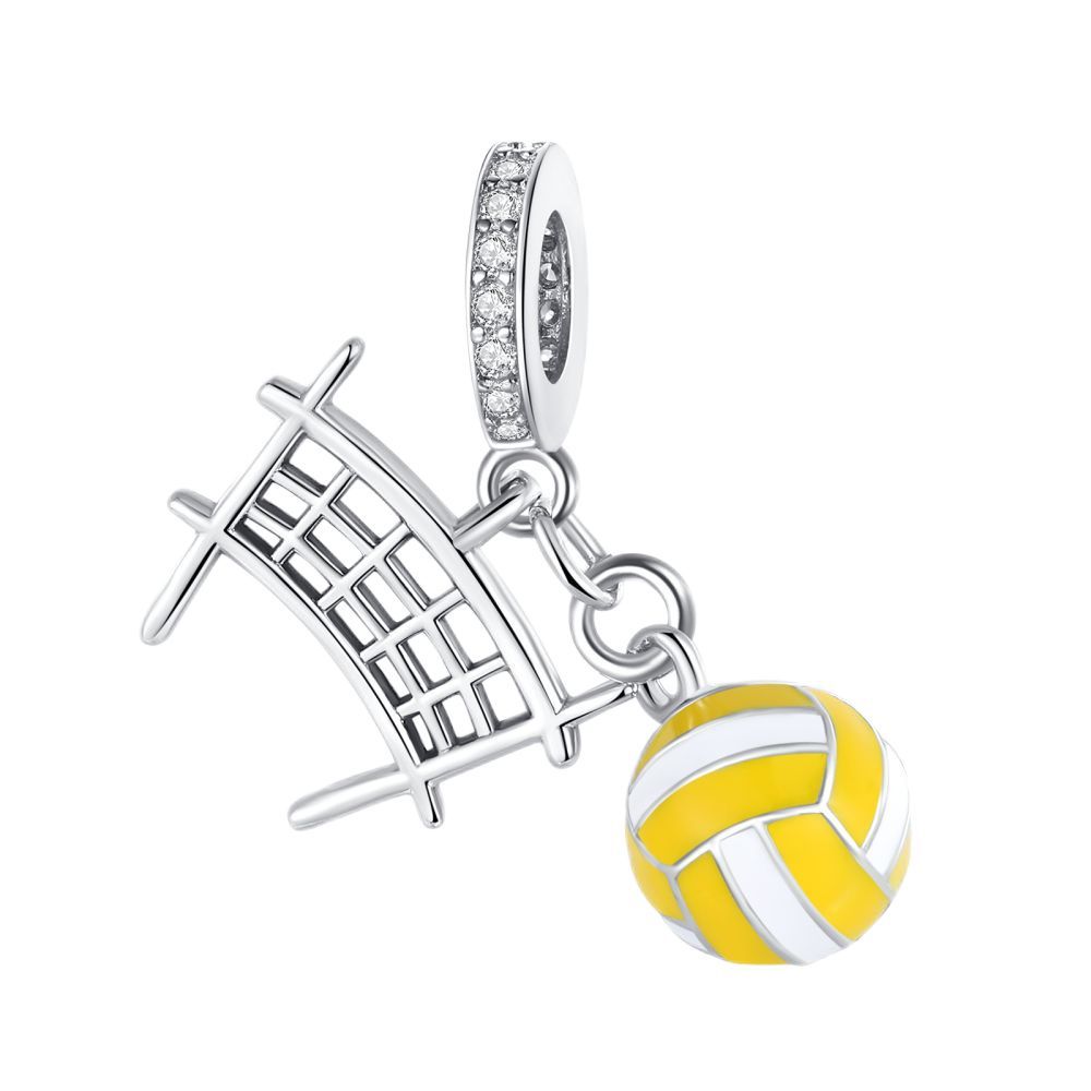 S925 Silver Sports Theme Handmade Jewelry Accessories Creative Baseball Soccer Basketball Pendant Charms