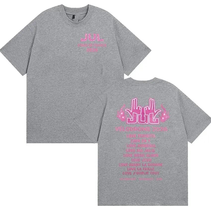 Fashion Pure Cotton Short Sleeve TShirt Hip Hop Singer Jul Stade De France 2026 Album Fan TShirt Retro Aesthetic Tshirt