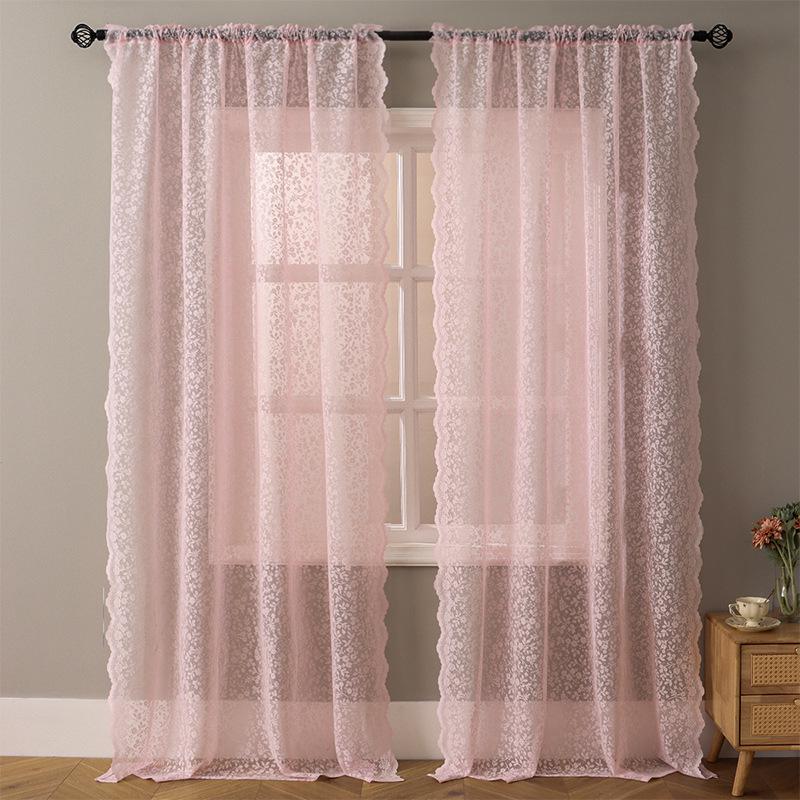 Summer Fresh White Lace Floral Curtains with Hollow Design for Living Room & Balcony