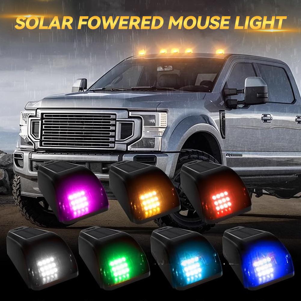 1PC 12LED Car Roof Lights Solar Powered Flashing Lights Cab Punch-Free for Truck Pickup