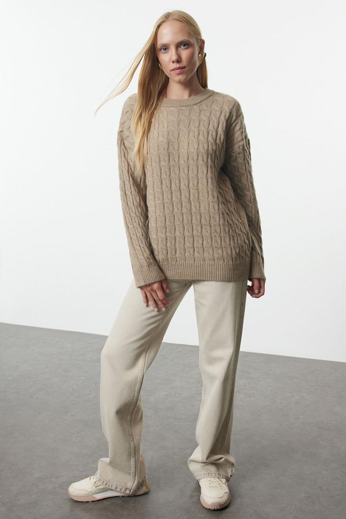 Женский элегантный свитер из норки, более экологичный базовый трикотажный свитер с мягкой текстурой