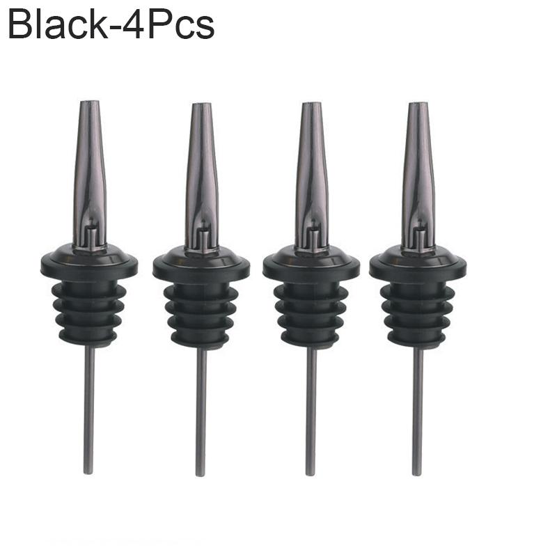 4Pcs Black/Rose Gold/Silver Liquor Pourers Stainless Steel Liquor Bottle Pourers for Alcohol Bar Accessories Pour Spouts 5