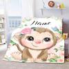 Personalized Name Blanket Cartoon Animal Digital Print Flannel Blanket Fun Gift Blanket